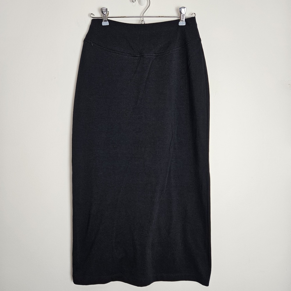 Sahalie Skirt Size XS Pull On Cotton Blend Midi Length Zip Slit Pocket Gray